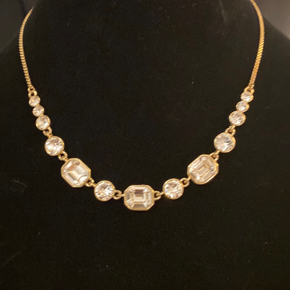 Vintage 1970’s Givenchy Gold Tone Crystal Choker Necklace